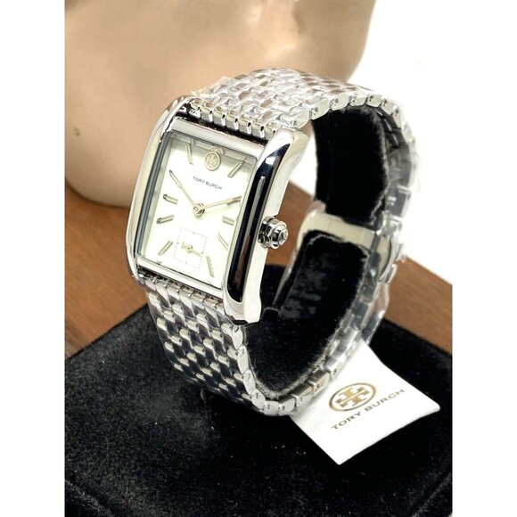 Tory Burch Women's Watch TBW1069 Eleanor Quartz Cream Dial Silver Steel Tank - Picture 14 of 14